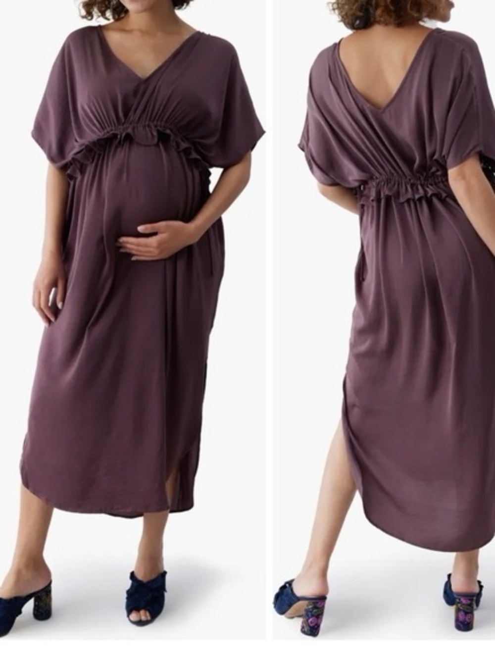 Ingrid & Isabel Mauve V-Neck Maternity Dress Size S/M